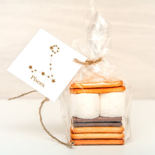 Étiquettes Cadeau SYMBOLE Zodiaque Moderne Poissons Or   Eau de l'él