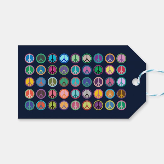 Étiquettes-cadeau Symboles de paix colorés (Devant (Horizontal))