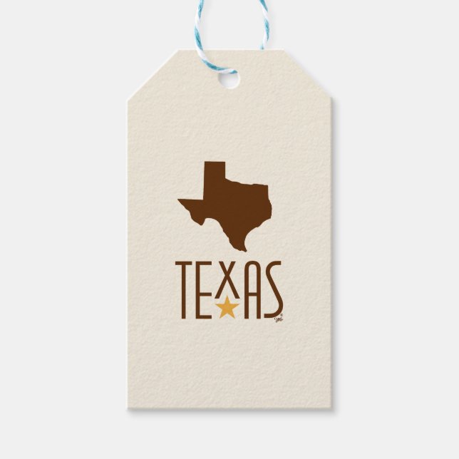 Étiquettes-cadeau Symboles du Texas, État du Texas, marron (Devant)