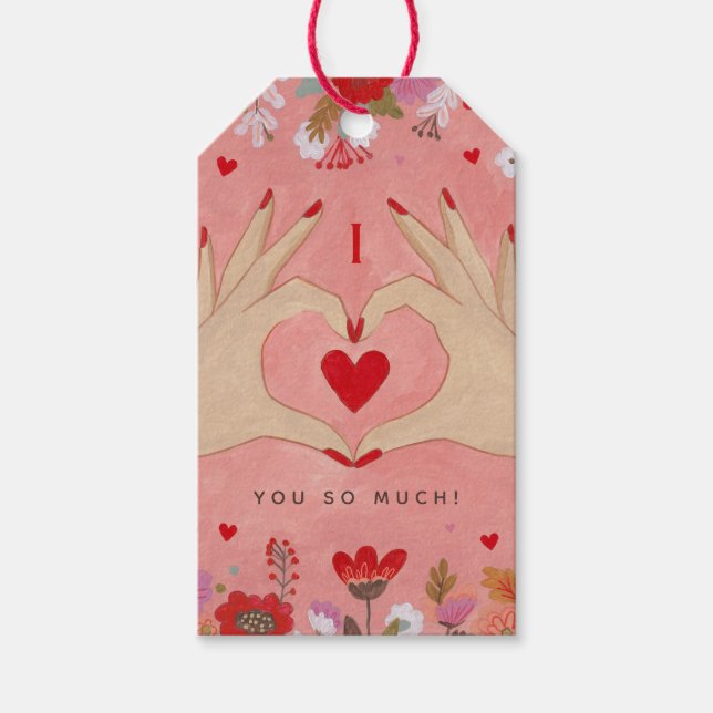 Étiquettes-cadeau Sympathique main dans l'amour Signe Valentine (Devant)
