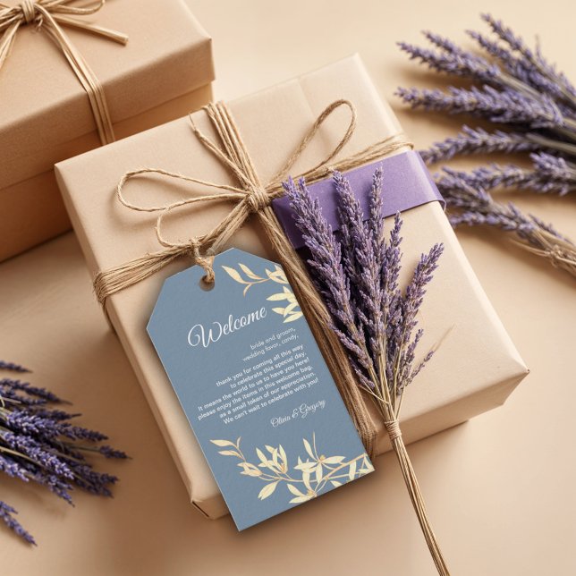 Étiquettes-cadeau Symphonie florale intemporelle en Mariage bleu (Créateur téléchargé)