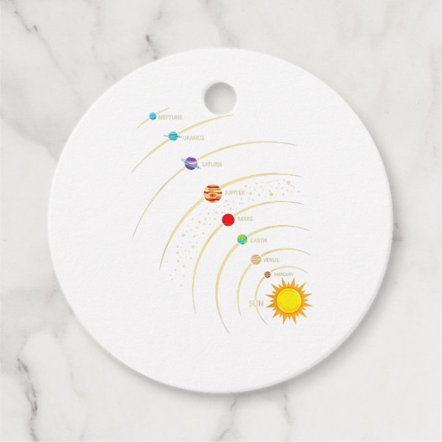 Étiquettes Cadeau Système Solaire Planètes de Chemises et Orbite (Devant)