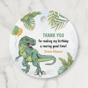 Étiquettes Cadeau T-Rex Dinosaur Verdure Anniversaire Merci