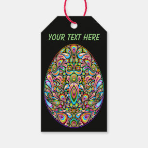 Étiquettes-cadeau T-Shirt Bio Enfant Design Psychedelique Oeuf de Pâ