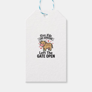 Étiquettes-cadeau T-shirt design de gravure vintage de vache drôle p