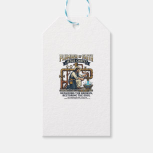 Étiquettes-cadeau T-shirt graphique Jésus Plombier Art chrétien_1