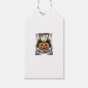 Étiquettes-cadeau T-shirt Halloween Citrouille Cimetière Vintage Art