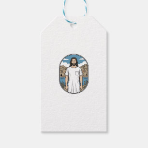 Étiquettes-cadeau T-Shirt Scénique Figure Spirituelle Gravure Vintag