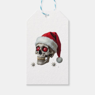 Étiquettes-cadeau T-shirt Sugar Skull avec chapeau de Père Noël Paja