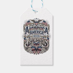 Étiquettes-cadeau T-Shirt Vintage Jésus est nécessaire à l'Amérique