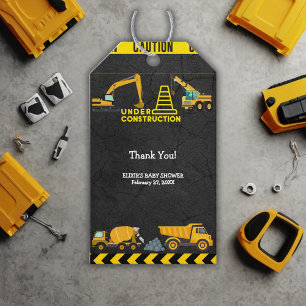 Étiquettes-cadeau Tableau de bord en construction Baby shower
