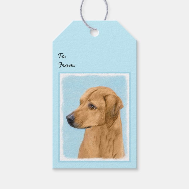 Étiquettes-cadeau Tableau Rhodesian Ridgeback - Art Chien original (Devant)
