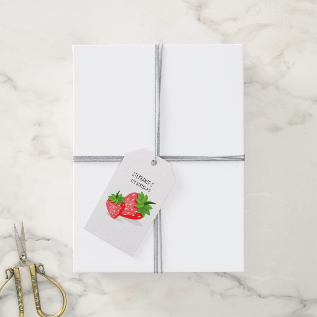 Étiquettes-cadeau Tache de Fraise (Avec de la ficelle)
