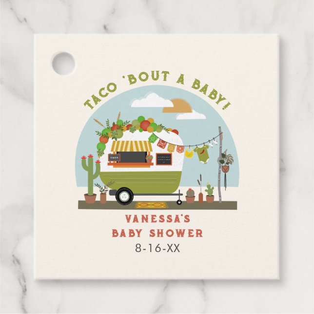 Étiquettes Cadeau Taco Bout Un Baby shower Vert Neutre Bébé (Devant)