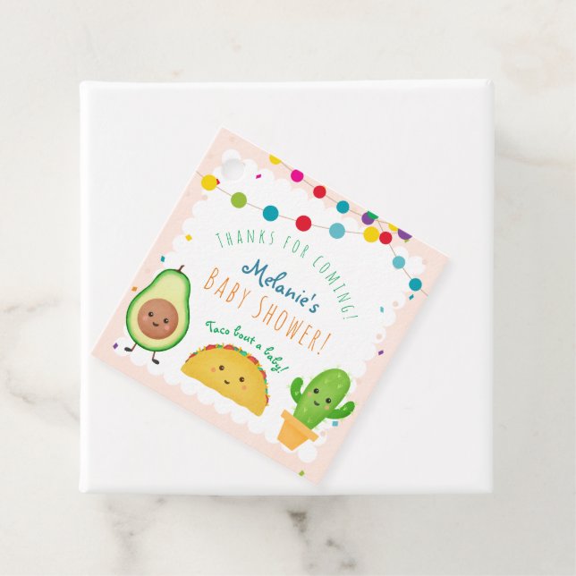Étiquettes Cadeau Taco | Fiesta thème "taco bout à bébé" douche (En situation)