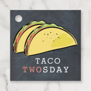 Étiquettes Cadeau Taco Twosday Chalkboard Boy 2e anniversaire Merci