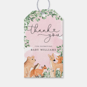 Étiquettes-cadeau Tag : Animaux de bois Baby shower rose Favoriser
