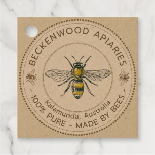 Étiquettes Cadeau Tag apiculteur de noix d'abeille vintage Jar Kraft