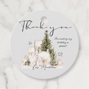 Étiquettes Cadeau Tag Baby shower Cercle de Wonderland Winter Merci