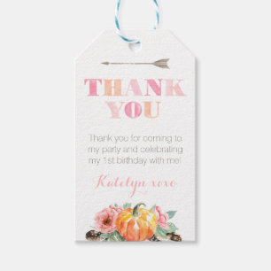 Étiquettes-cadeau Tag Boho Rose Citrouille Automne Anniversaire Fête