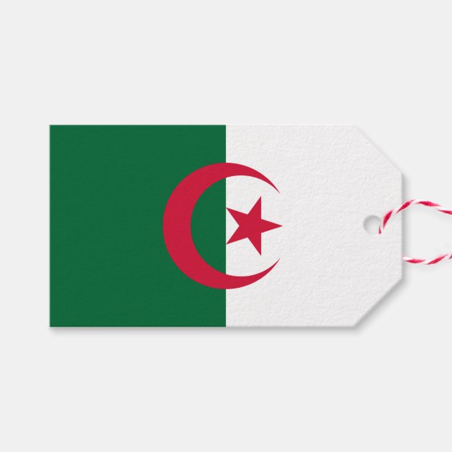 Étiquettes-cadeau Tag cadeau avec drapeau d'Algérie (Devant (Horizontal))