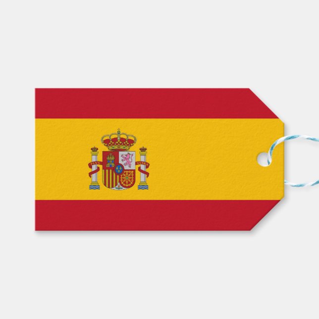 Étiquettes-cadeau Tag cadeau avec drapeau d'Espagne (Devant (Horizontal))