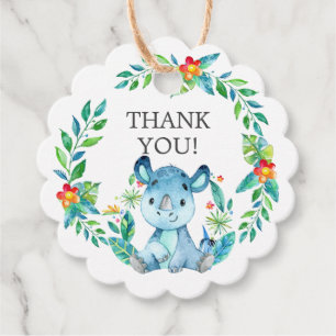 Étiquettes Cadeau Tag Cadeau Baby shower Favoriser Jungle Rhino