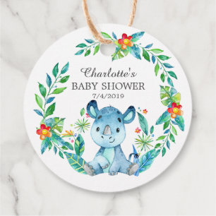 Étiquettes Cadeau Tag Cadeau Baby shower Favoriser Jungle Rhino