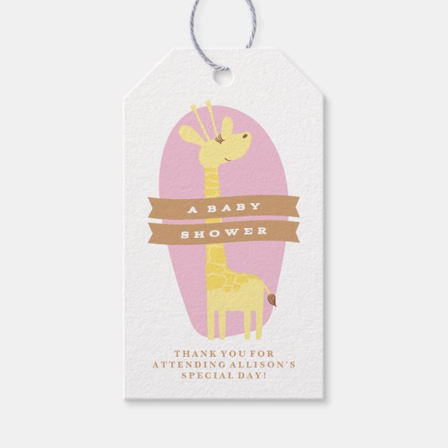 Étiquettes-cadeau Tag cadeau Baby shower Giraffe Merci (Devant)