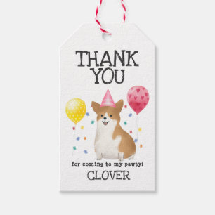 Étiquettes-cadeau Tag Cadeau Corgi Pawty Dog Anniversaire Merci Favo