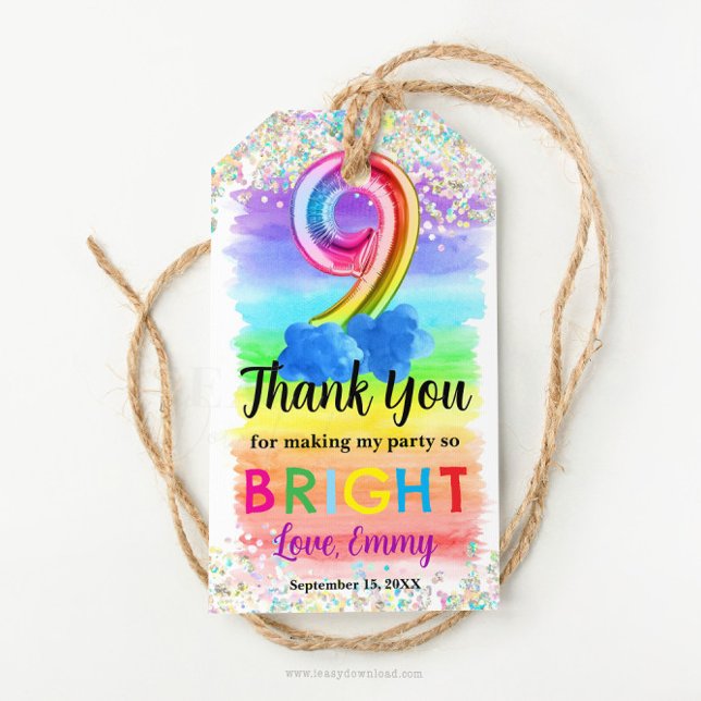 Étiquettes-cadeau Tag cadeau d'anniversaire Holographic Rainbow (Créateur téléchargé)