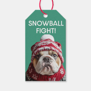 Étiquettes-cadeau Tag cadeau de balle de neige de Bulldog
