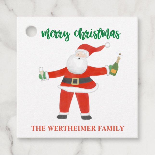 Étiquettes Cadeau Tag cadeau de Champagne Père Noël (Devant)