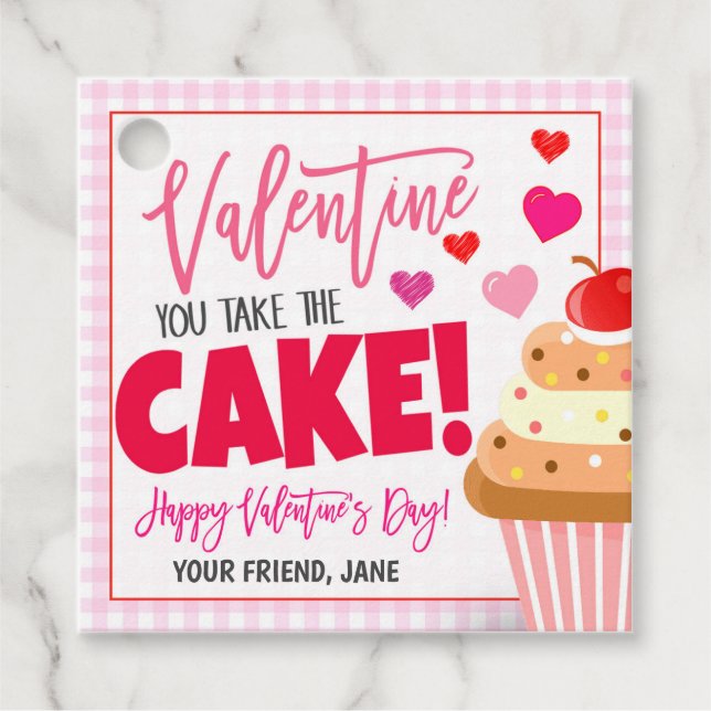 Étiquettes Cadeau Tag Cadeau de gâteau de Valentines (Devant)