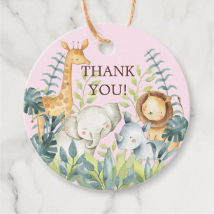 Étiquettes Cadeau Tag Cadeau de la Jungle Animaux Filles Baby shower