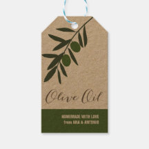 Tag cadeau de l'huile d'olive contaminée, étiquett