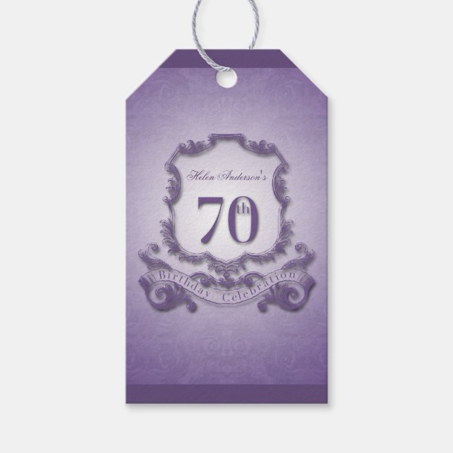 Étiquettes-cadeau Tag cadeau de Merci de 70e anniversaire de cadre v (Devant)