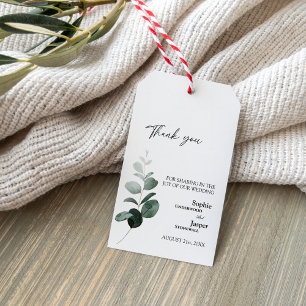 Étiquettes-cadeau Tag cadeau de Merci Mariage blanc vert moderne