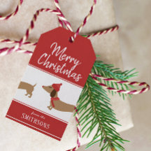 Tag cadeau de Noël Dachshund Doxie personnalisée