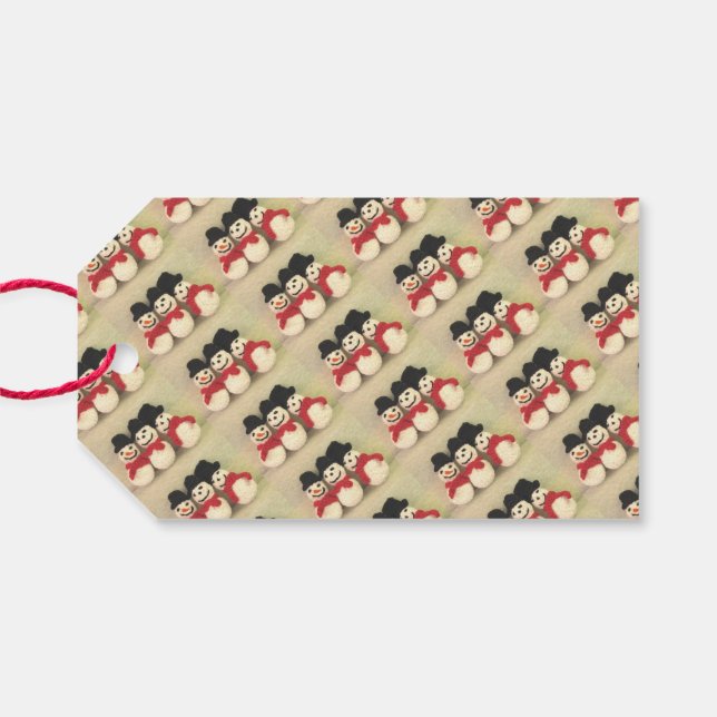 Étiquettes-cadeau Tag cadeau de Noël Snowmen (Dos (Horizontal))