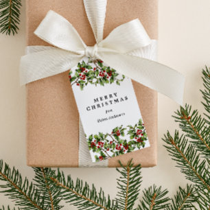 Étiquettes-cadeau Tag cadeau de Noël vintage Holly