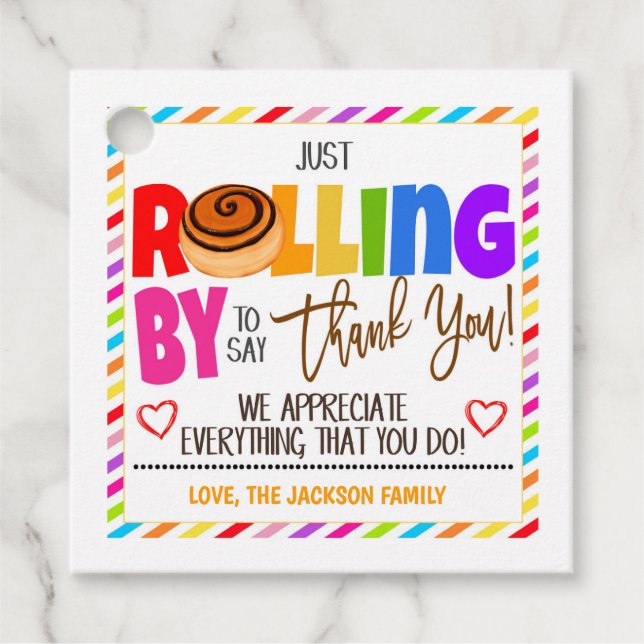 Étiquettes Cadeau Tag cadeau de rouleau de cannelle (Devant)