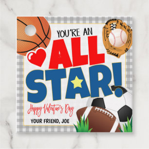 Étiquettes Cadeau Tag cadeau de toutes les Étoiles Sports Valentine