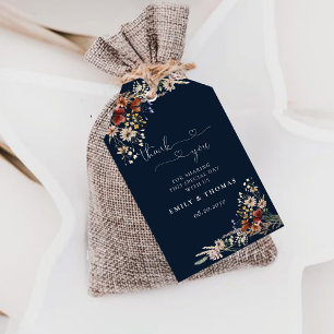 Étiquettes-cadeau Tag cadeau Fleur sauvage bleu marine