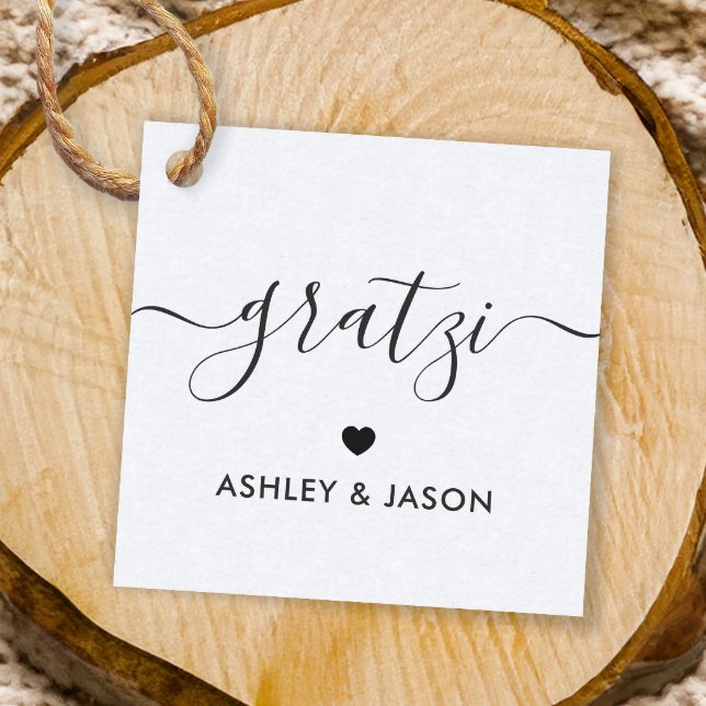 Étiquettes Cadeau Tag Cadeau Gratzi, Merci Mariage, Kraft (Créateur téléchargé)