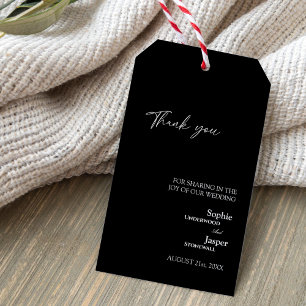 Étiquettes-cadeau Tag cadeau Mariage noir moderne classique Merci