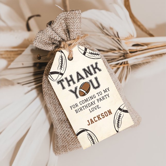 Étiquettes-cadeau Tag cadeau Merci anniversaire de football (Créateur téléchargé)