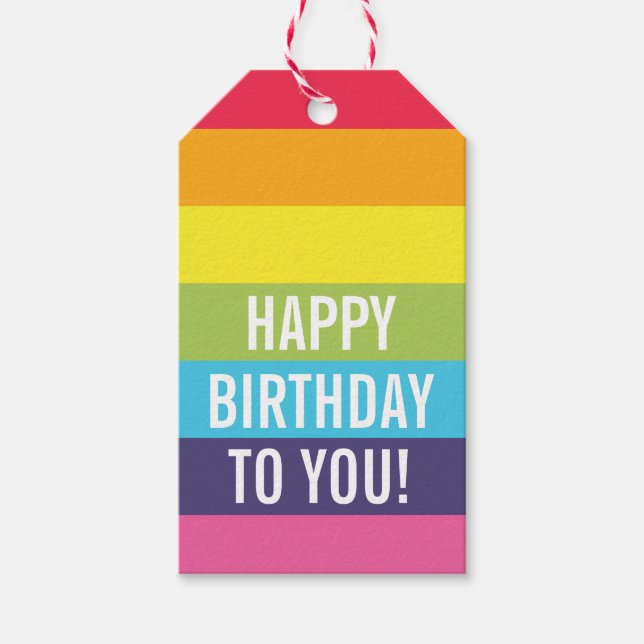 Étiquettes-cadeau Tag cadeau personnalisé arc-en-ciel (Devant)