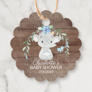 Étiquettes Cadeau Tag Cadeau Rustique Sweet Elephant Baby shower Fav