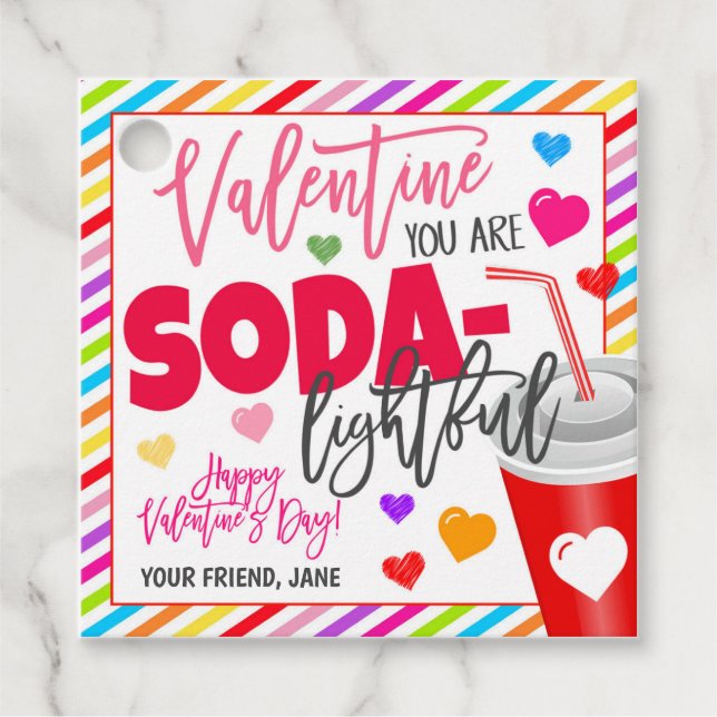 Étiquettes Cadeau Tag Cadeau Soda Valentine (Devant)